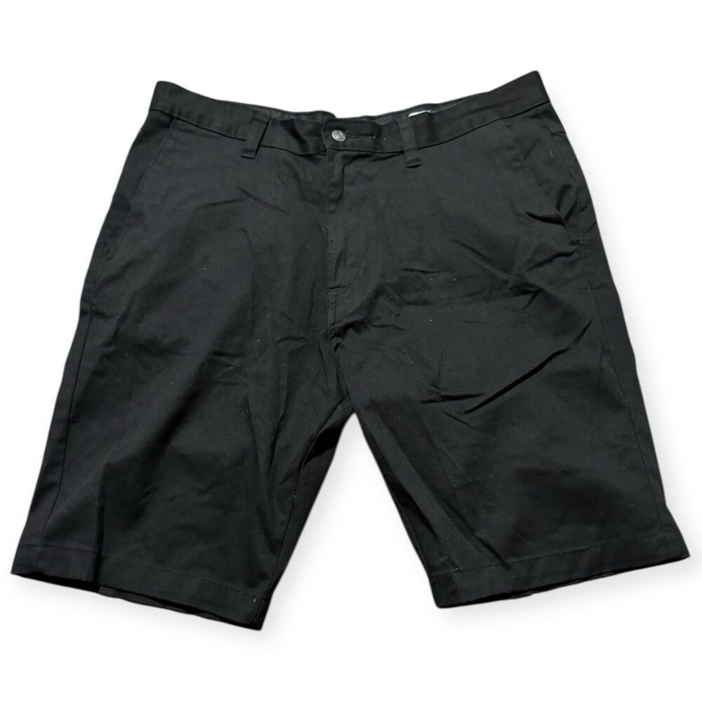 Volcom Shorts Mens Size 36 Black Solid Casual Flat Front Outdoor Cotton Blend